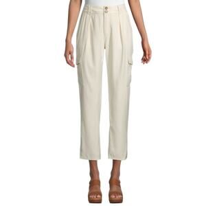 Paige Women's Becca Pleated Cargo Pants Flowy Rayon Birch Color Size 6 Designer